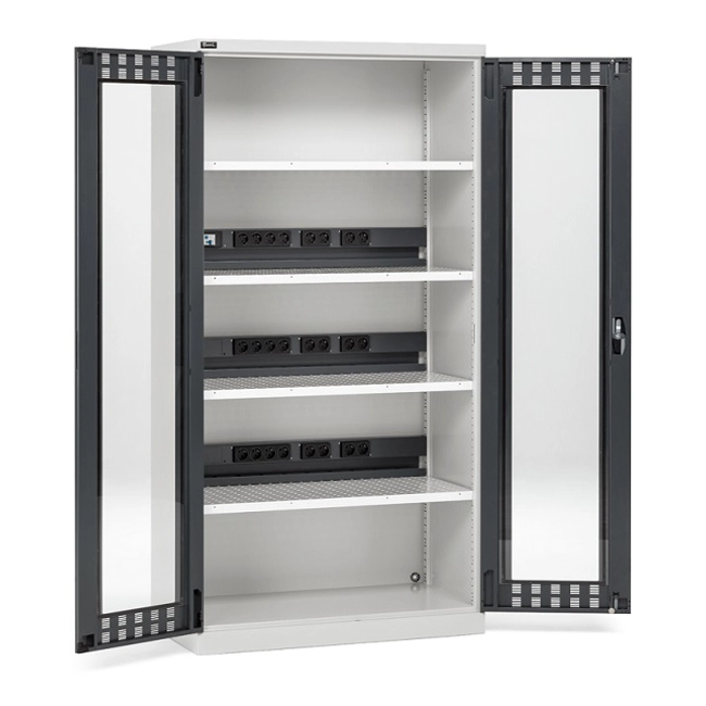 Vendita online Armadio con porte battenti in policarbonato ripiani e prese mm.1023X555X2000H (RIF.1400)
